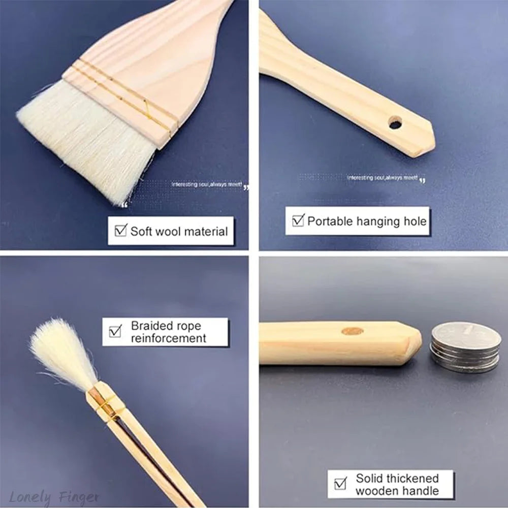 4Pcs Flat Hake Brushes Artist Painting Brushes Set Wool Bristles Wash Brush for Watercolor, Ceramic and Pottery Painting Oasis Select