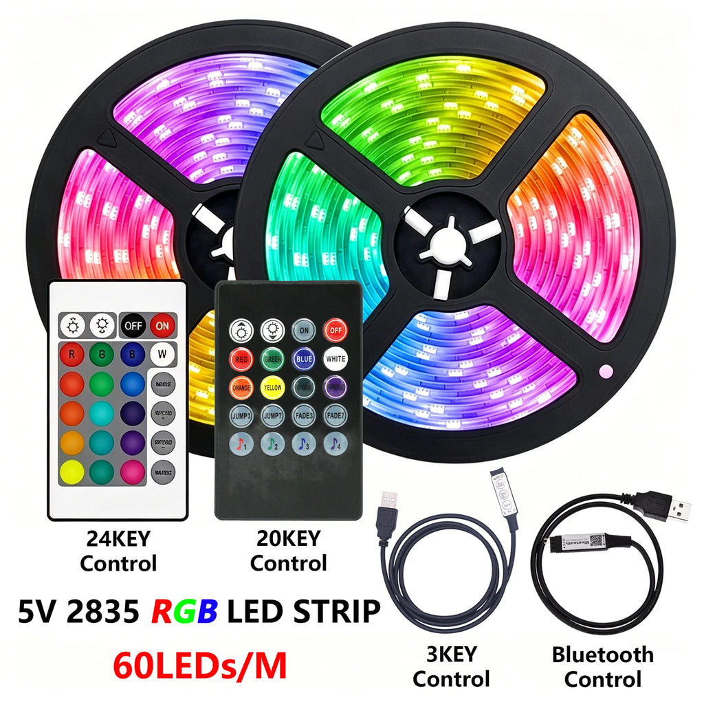 5V RGB 2835 LED Lights Strip Bluetooth APP IR Remote Control USB 0.5m 1m 2m 3m 4m 5m Gaming Room Decoration TV Background Light Oasis Select
