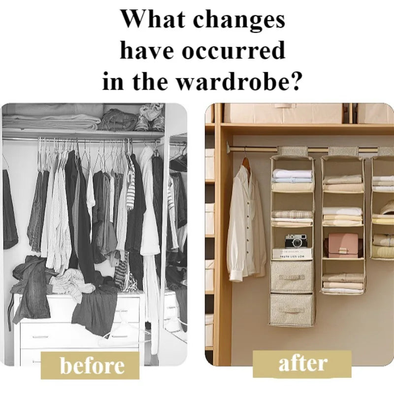 Non-woven Washable Wardrobe Multi-layer Folding Hanging Bra Organizer Bag For Wardrobe Multi-layer Underpants Socks Storage Bag Oasis Select