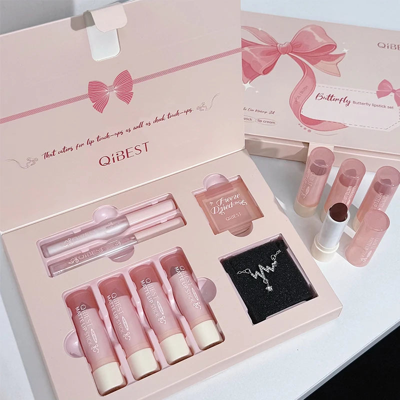QiBest 7-Piece Makeup Gift Set – Lip Gloss, Blush & Lip Oil