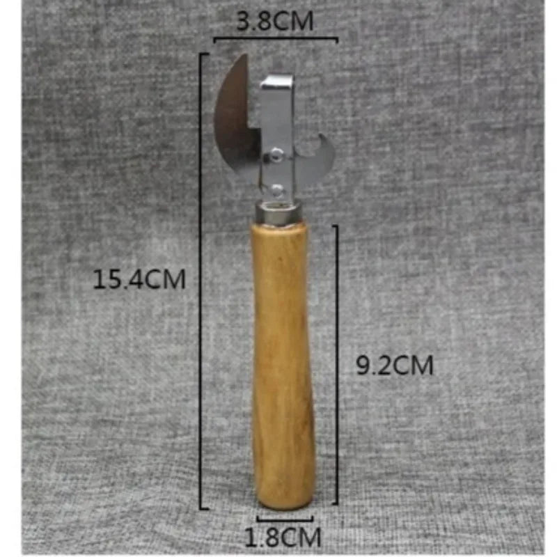 Kitchen Can Opener With Wooden Handle Stainless Steel Bottle Easy Open Tool For Cans Fruit Vegetable Washing Basket Drain Box Oasis Select