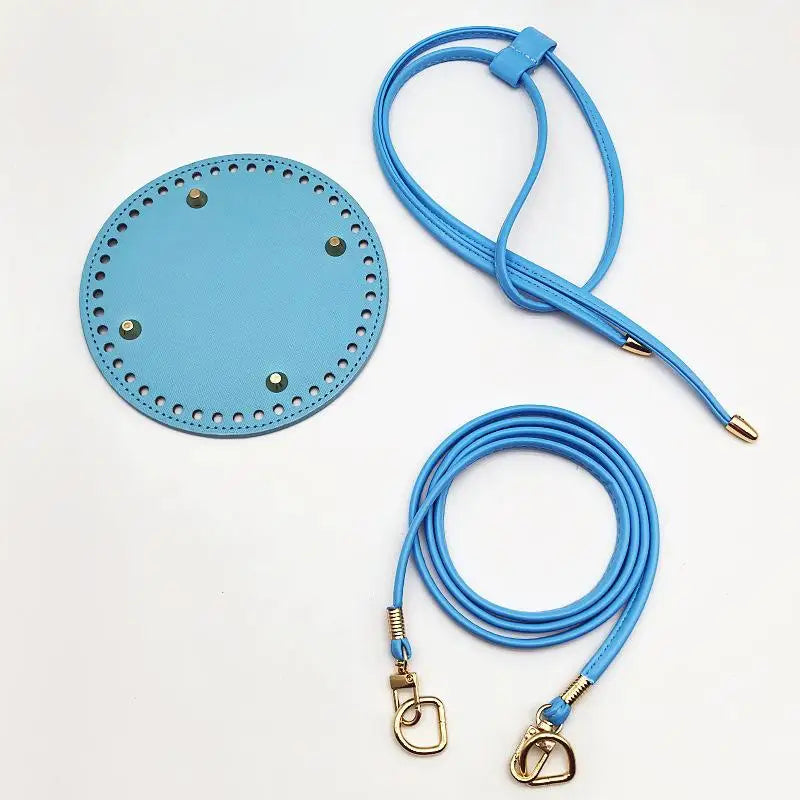 PU Leather Bucket Bag Base DIY Kit – Strap & Drawstring Set Bag Making Kit Oasis Select 3PCS Blue