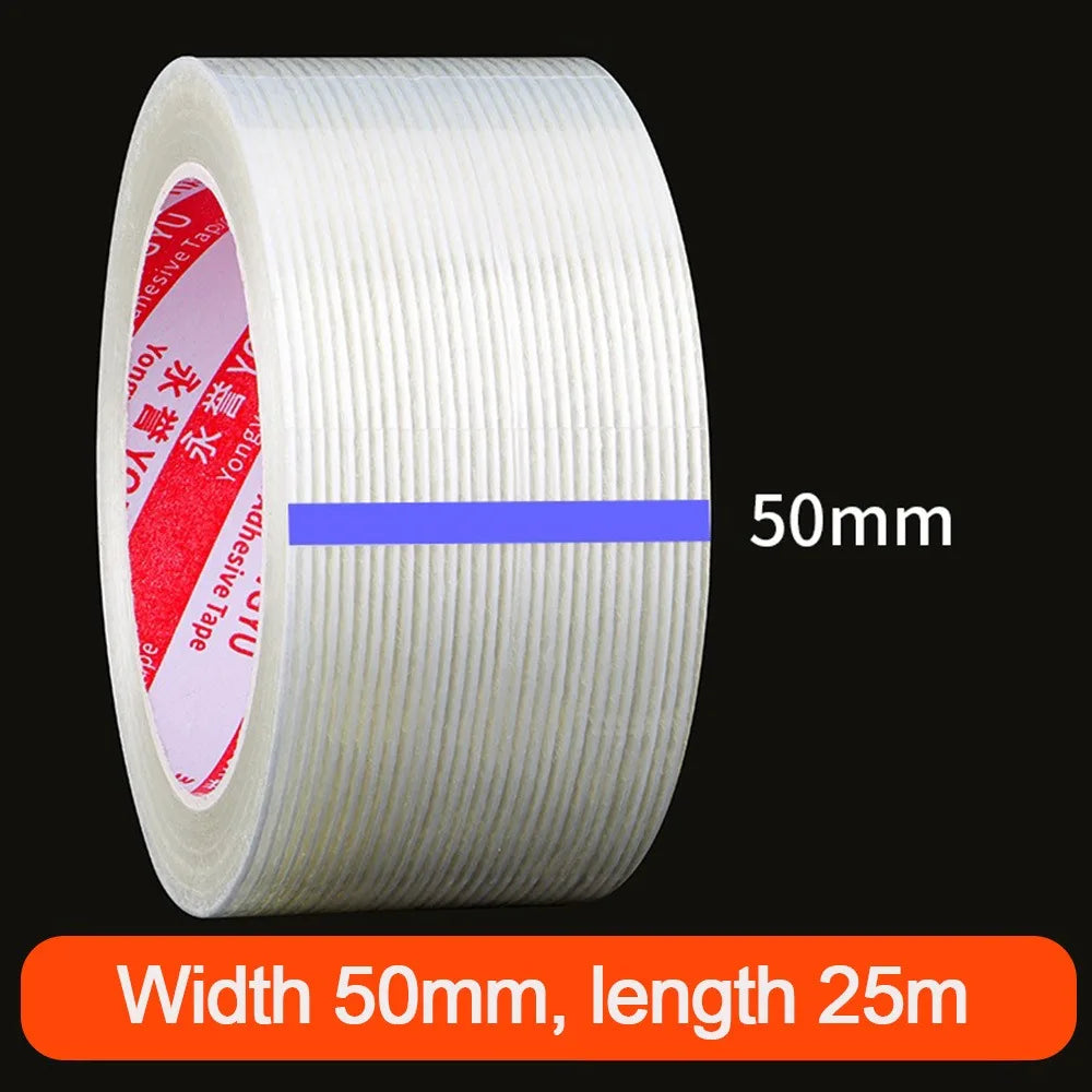New Strong Stripes Fiberglass Tape Single-sided High Temperature Resistance Strapping Tape 25M Fixed Seal Oasis Select 50MM