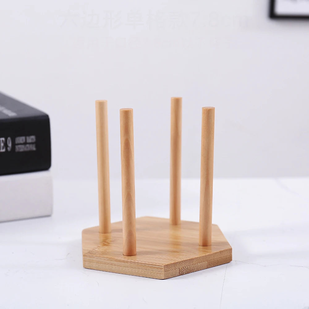 1pc Bamboo Wooden Cup Storage Rack Creative Round DIY Household Cup Holder For Disposable Paper Cup Counter Desktop Storage Rack Oasis Select Style 3