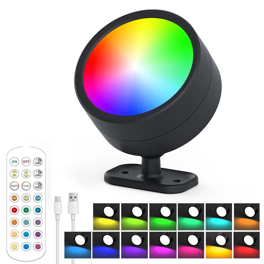 Rechargeable Wireless Magnetic LED Wall Lamp – 360° + Remote LED Wall Sconce Oasis Select Black RGBCW