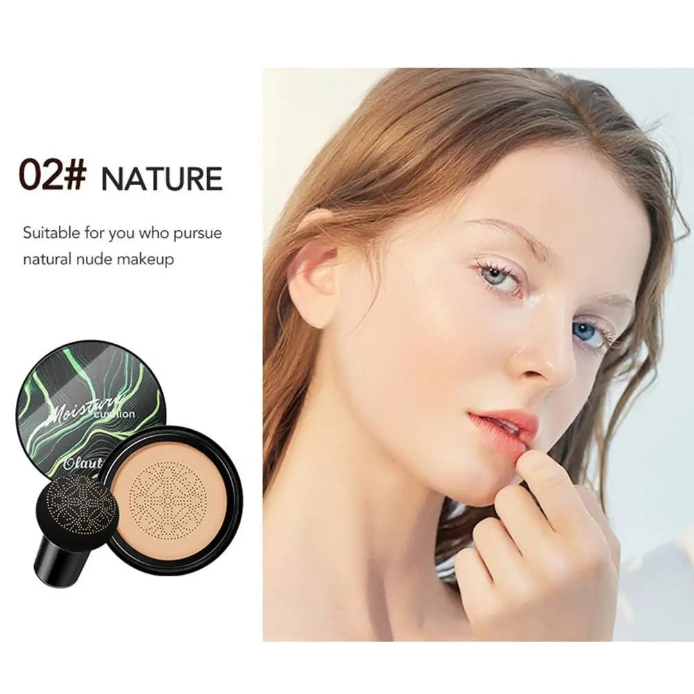 BB CC Cream Face Foundation Concealer Cushion Mushroom Base Waterproof Brighten Makeup Brightening Tone Cosmetics Make up Oasis Select 02 Natural