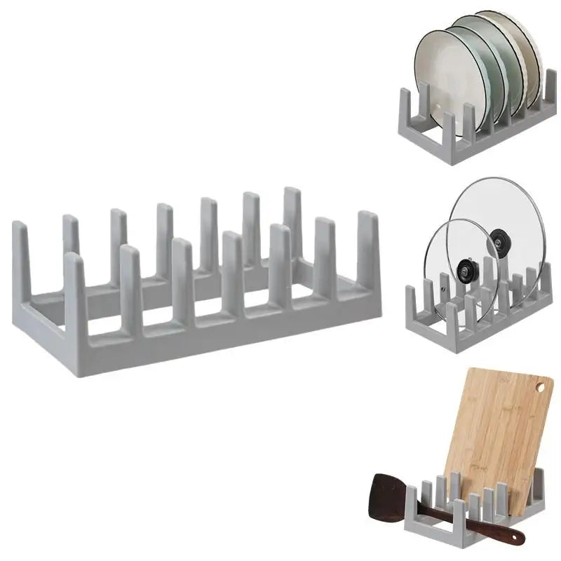 6 Grid Kitchen Organizer Rack Space-Saving Drying Storage Tray For Pots Pans Lids & Cutting Boards- Durable Countertop Organizer Oasis Select