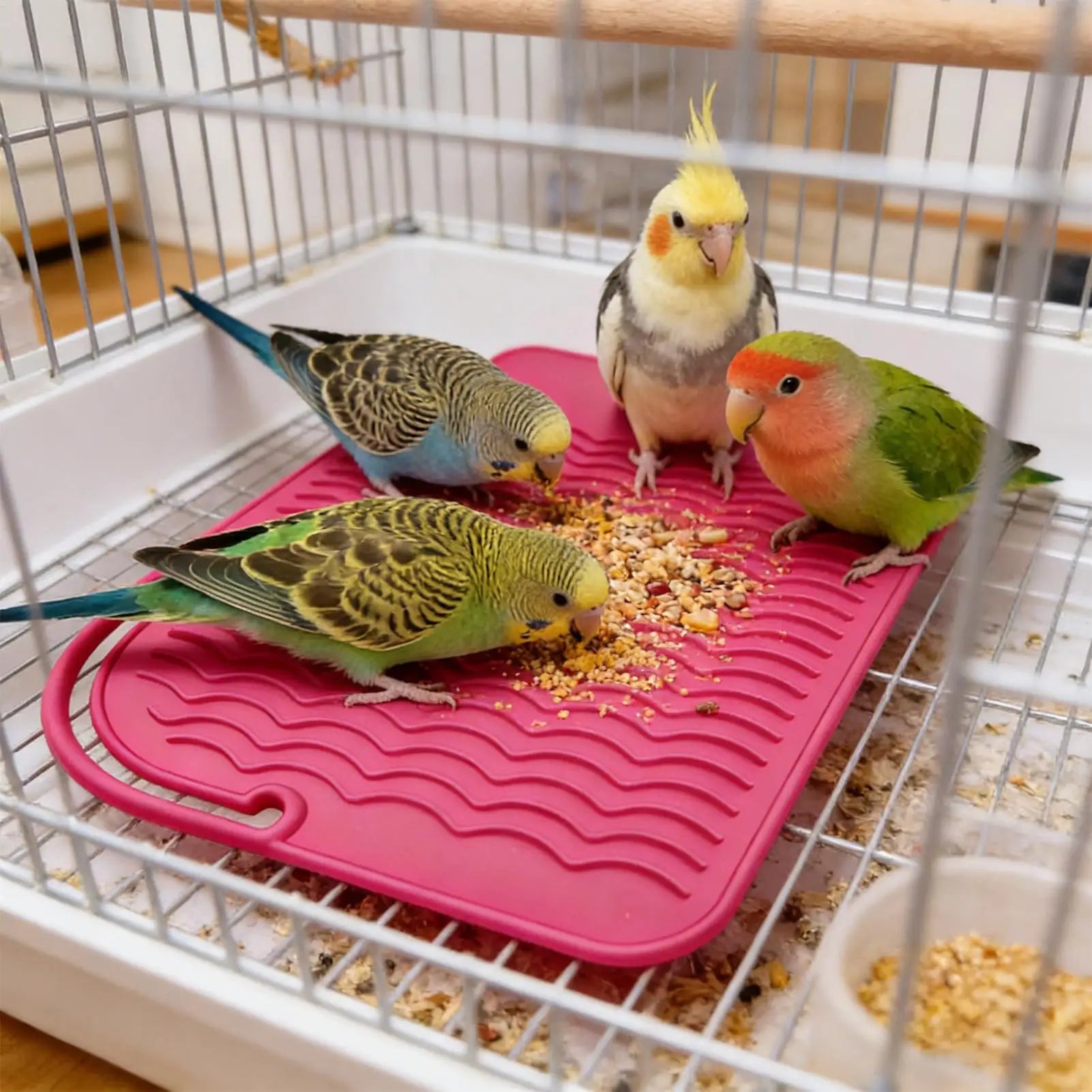 Bird Feeder Mat Bird Foraging Toys Puzzle Parrot Foraging Toys Soft Bird Foraging Silicone Mats Parrot Cage Accessories Oasis Select
