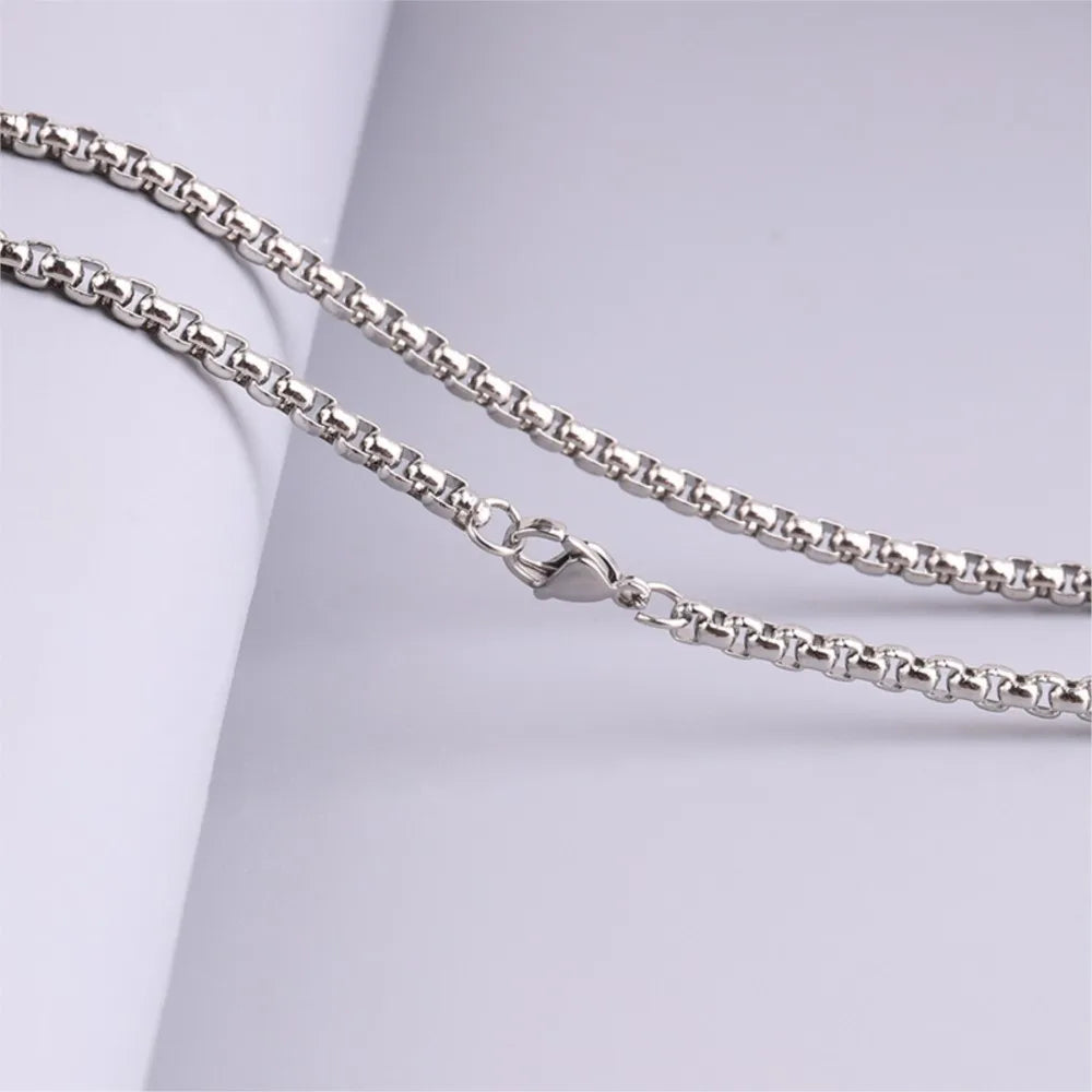 5pcs Stainless Steel Square Box Link Box Chain Necklace Jewelry Gift for Men and Women 2/2.5/3mm 50/60/70cm Length Oasis Select