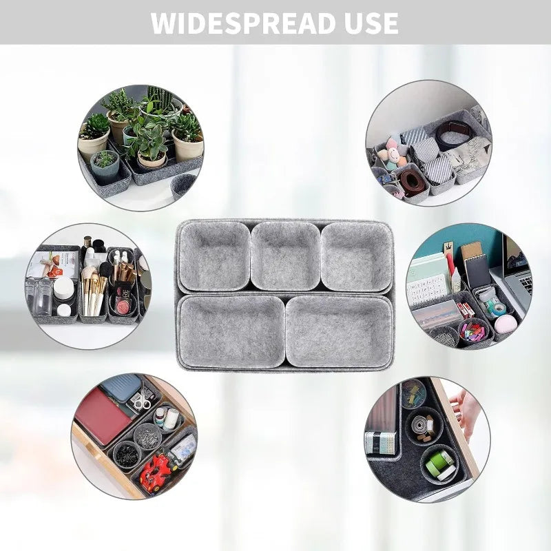 8-Piece Felt Drawer Organizer Set | Desktop & Home Storage