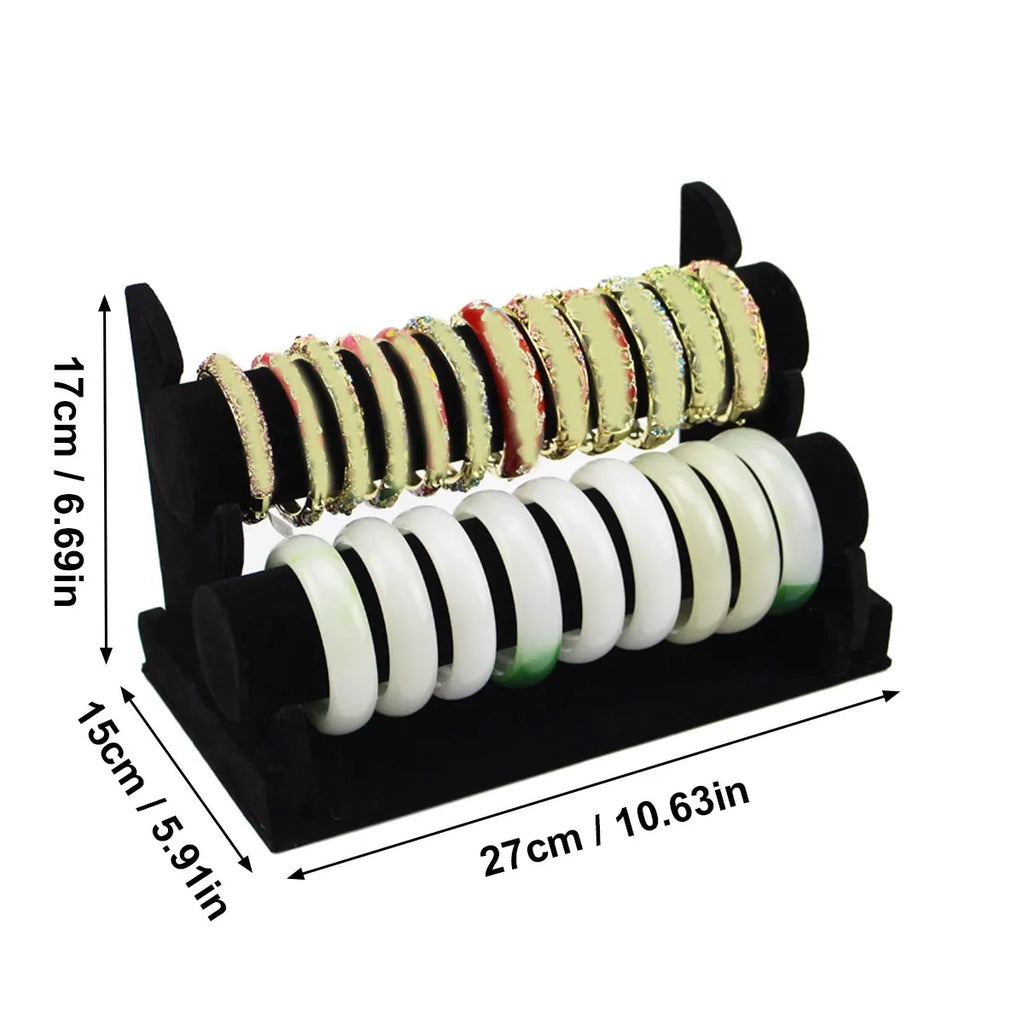 Bracelet display rack, 2-layer 3-layer bracelet storage rack, velvet jewelry rack, suitable for necklaces, headbands, watches Oasis Select Black-2 layer