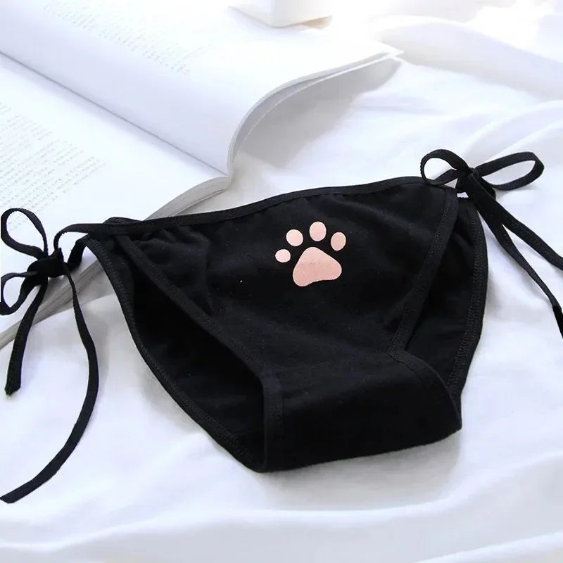 1/3/6pcs Sexy Bandage Lolita Panties Low Waist Lingerie Cute Claw Women's Briefs Low Waist Animation Underwear Oasis Select black One Size As shown