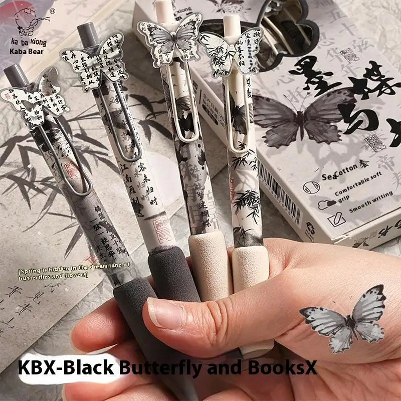 4PCS/Set Retractable Gel Pen with Acrylic Sticker Decoration Cute Cartoon Design Creative Personality Pen for School Office Oasis Select