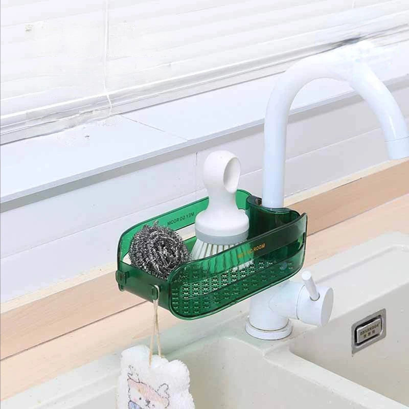 Household Installation-free Kitchen Sink Faucet Drain Rack Sundries Storage Rack Bathroom Clip-on Hollow Rack Organizer Kitchen Oasis Select