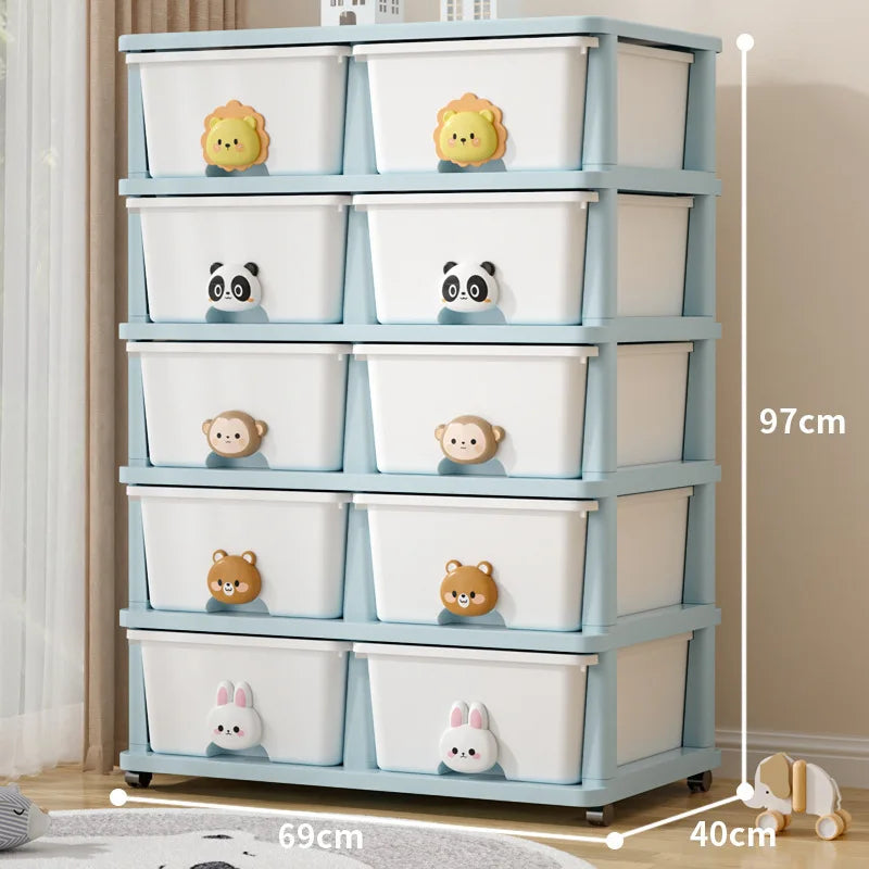 Locker Children's Baby Clothes Storage Box Bedside Table Cross-border Drawer Layered Storage Cabinet Cabinet Locker Oasis Select Doublerow5thfloor