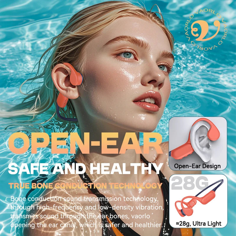 Original VAORLO True Bone Conduction Wireless Headphone IPX8 Waterproof Swimming Sport Hifi Headsets Bluetooth 5.4 32GB MP3 Play Oasis Select