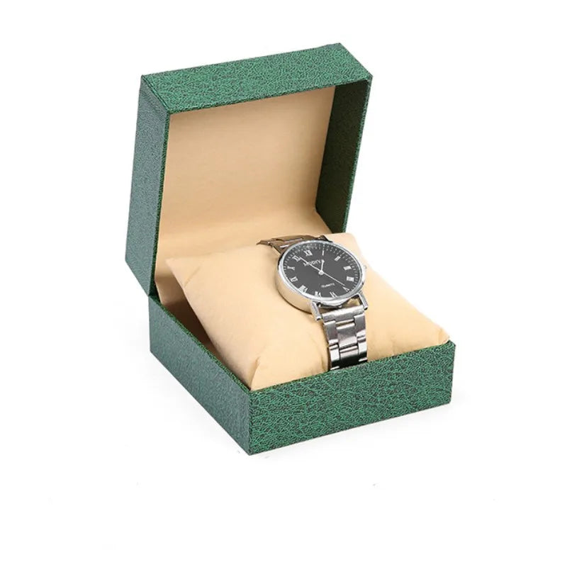 Flip Top Watch Box – Flannel Lined PU Leather Gift Storage