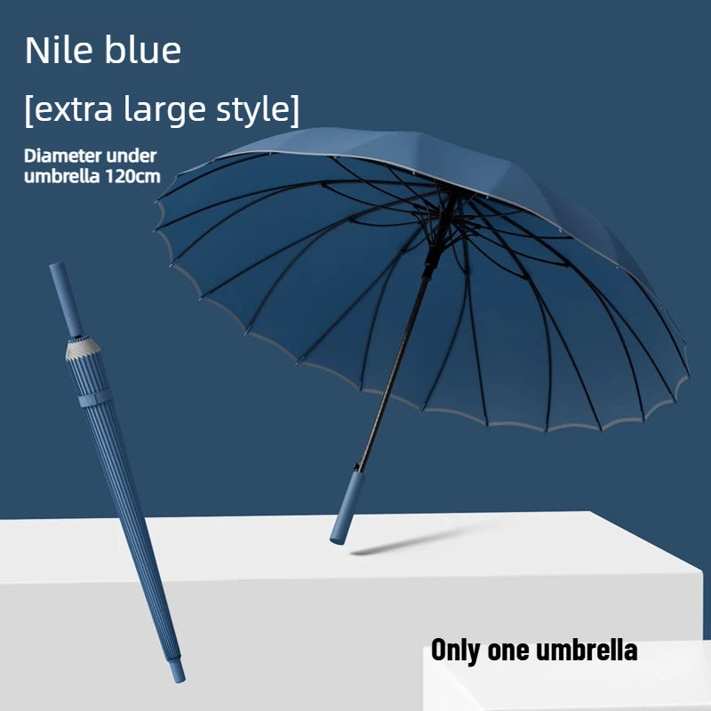 1pcs Long Handled Umbrellas for Two or Three People Extra Large Reinforced Thick Sturdy Wind Resistant and Maillard Resistant Oasis Select Blue 24 bone xl full-fiber 24K