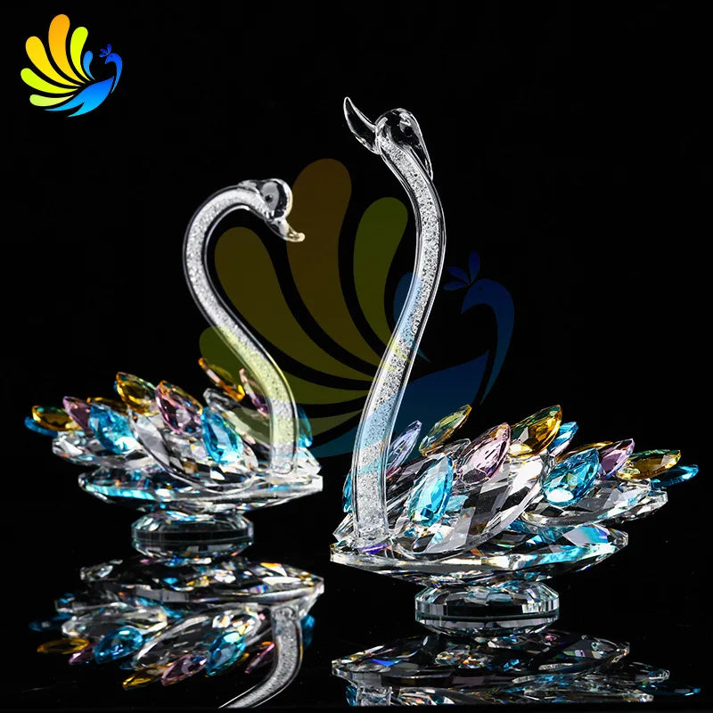 Crystal Swan Creative Living Room Porch Decoration TV Cabinet Wine Cabinet Window Home Decoration Crystal Crafts Oasis Select