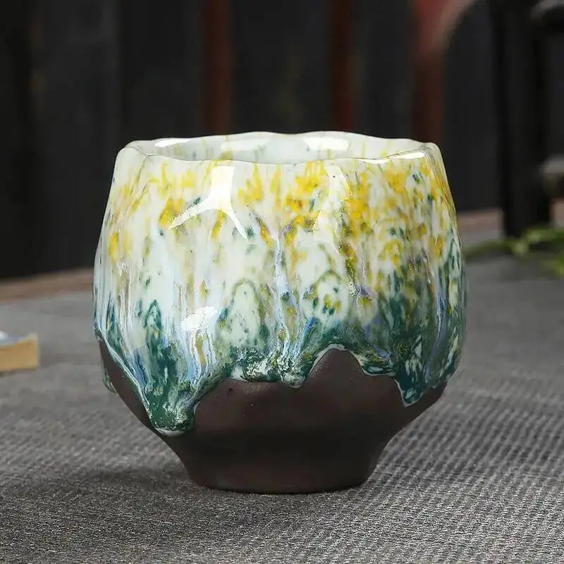 Japanese Coarse Ceramic Coffee Cup Handmade Tea Cup Kungfu Tea Cup Household Water Cup Oasis Select Green Zen Cup