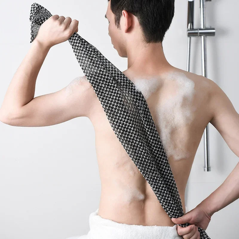 Exfoliating Washcloth Back Scrubber for Shower for Men Silver-ion Multi-Function Foam Bath Towel Ultra-Long Exfoliating Towels Oasis Select
