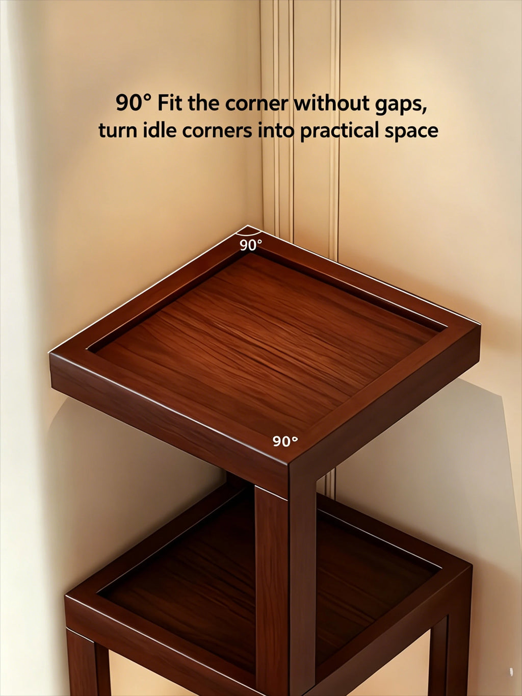 Corner Storage Shelf Triangle Cabinet, Wall Mounted Right Angle Storage Organizer, Bamboo Display Cabinet for Living Room Oasis Select