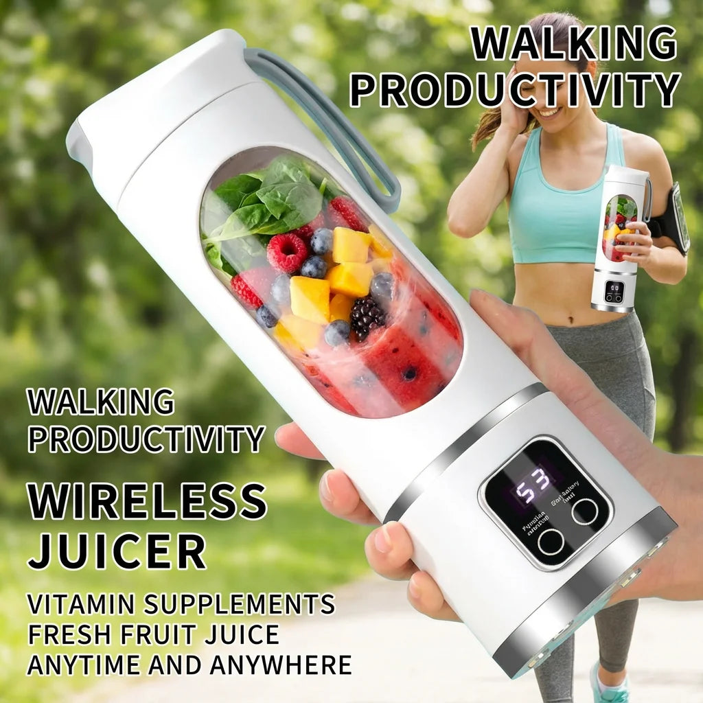 2025 Mini Electric Juicer with Powerful Motor 450ML Large Capacity Digital Display Crushed Ice Household Charging Juice Cup Oasis Select