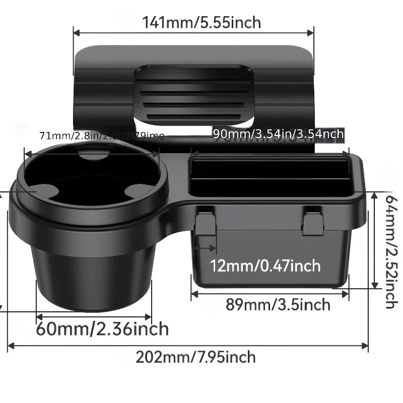 2-in-1 Car Door Cup Holder & Storage Box, Universal Clip-On Drink Holder for Water Bottle, Coffee Cup, No Drilling Oasis Select