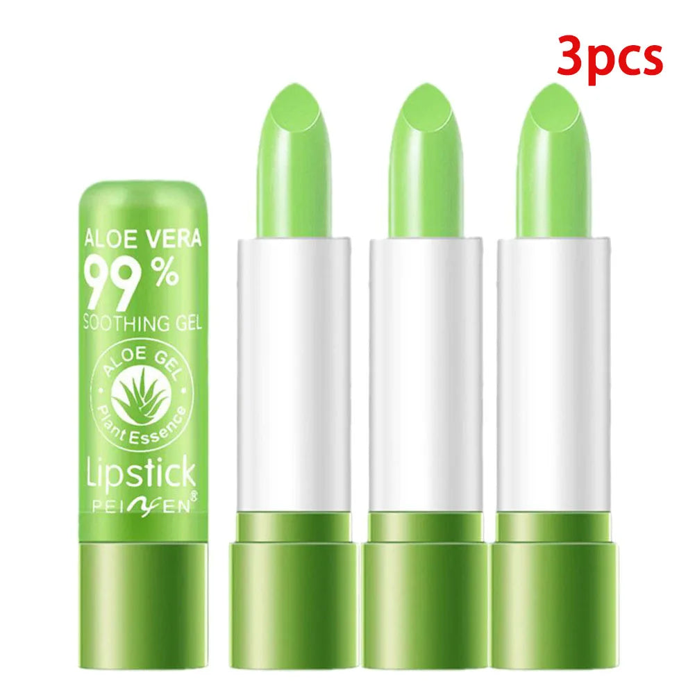 Moisturizing Aloe Vera Color-Changing Lipstick Temperature-Activated, Lip Balm for Nourishing, Anti-Drying, Exfoliating Lip Care Oasis Select 3pcs