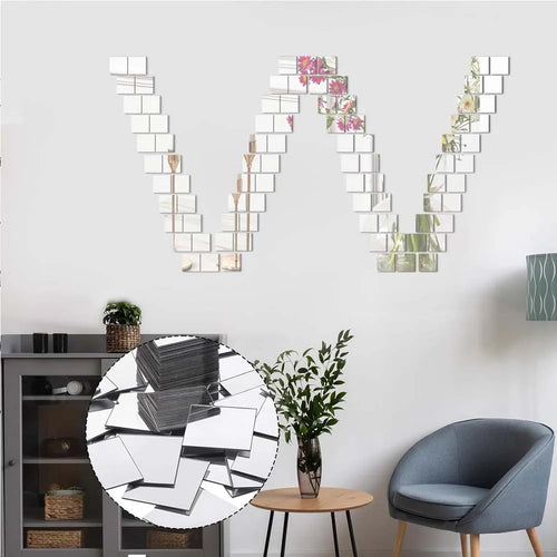 100pcs Mini Square Mirrors 1 cm Self-Adhesive Small Square Mirrors Acrylic Mirror Tiles Craft Home Decorative Mosaic Tiles Craft Oasis Select