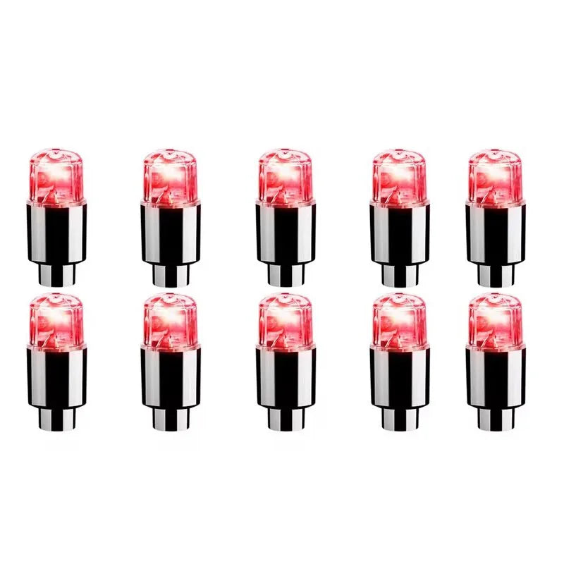 2/8/16Pcs Colorful Car Tire Valve Caps LED Car Motorcycle Cycling Wheel Lantern Spokes Hub Tyre Lamp Wheel Caps Oasis Select 10Pcs Red