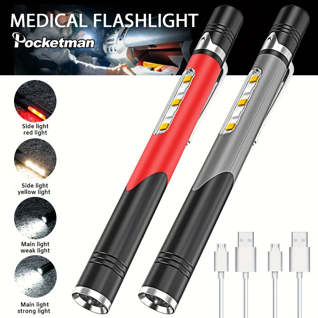 Pen Light with Cob Lights 4 Modes USB Rechargeable Pen Flashlight Mini Portable Pocket Torch for Work Emergency Nurses Doctor Oasis Select