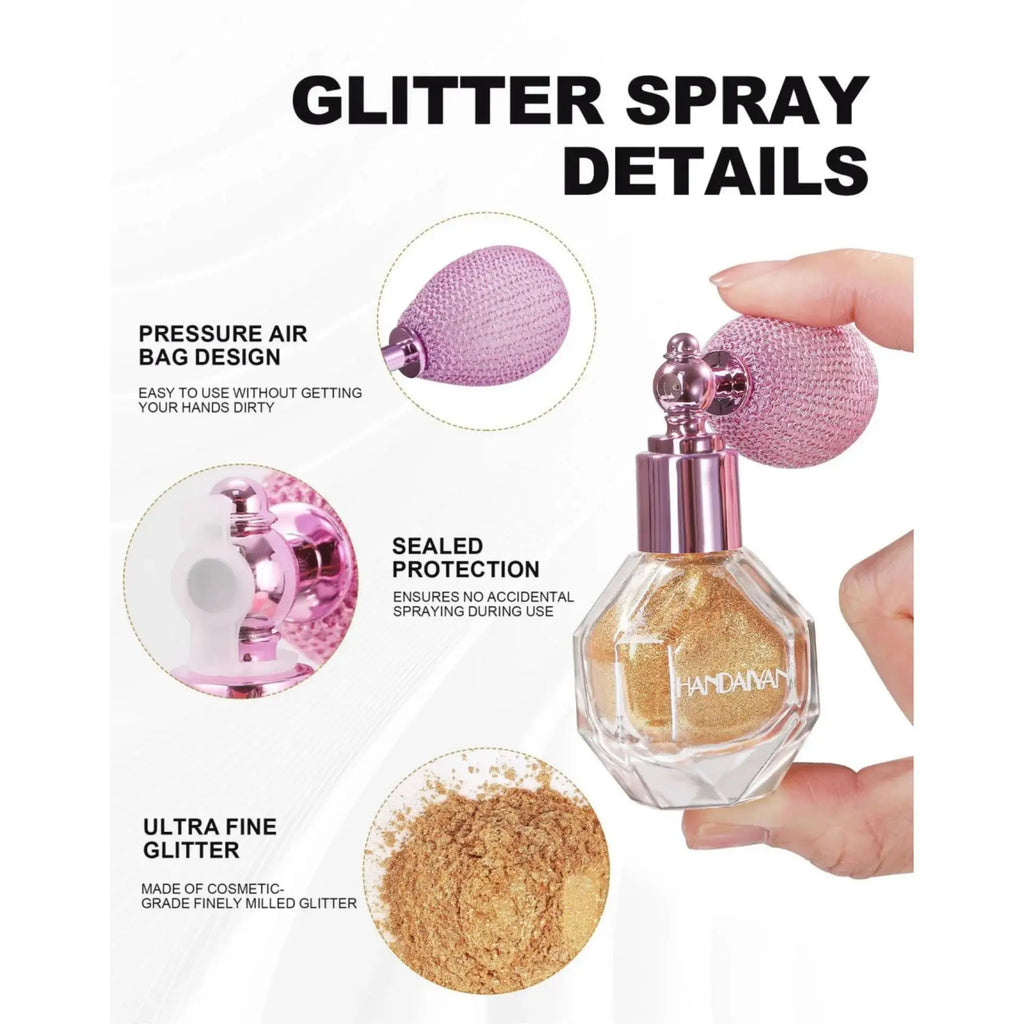 Handaiyan 5-Color Shimmer Spray – Face, Body & Hair Glitter