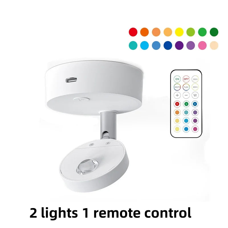 13-Color RGB LED Magnetic Spotlight – Remote Control & Dimmable