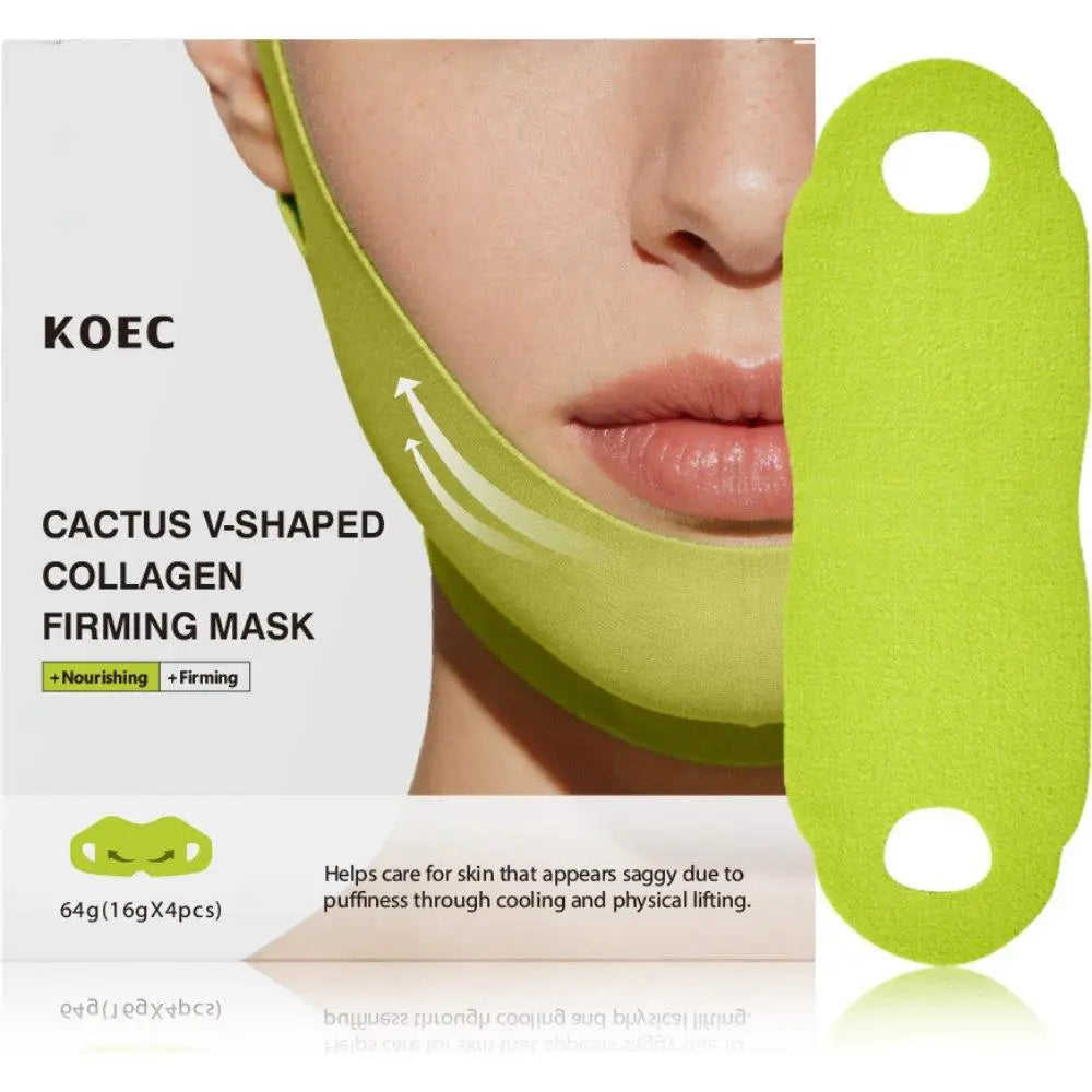 Cactus Collagen V-Shape Firming Mask 4-Pack | Jawline Sculpt Collagen Face Mask Oasis Select A CN