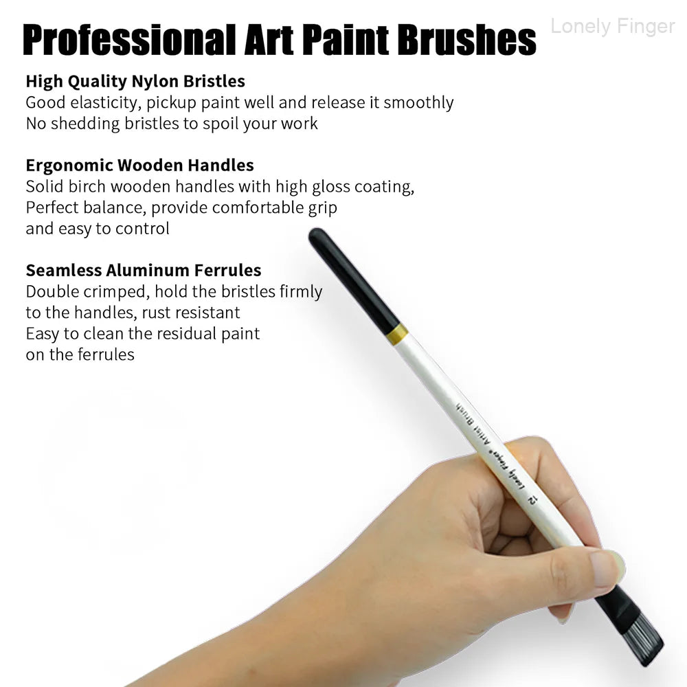 6pcs Flat Paint Brush Set for Acrylic Watercolor Gouache Oil and Body Painting Oasis Select