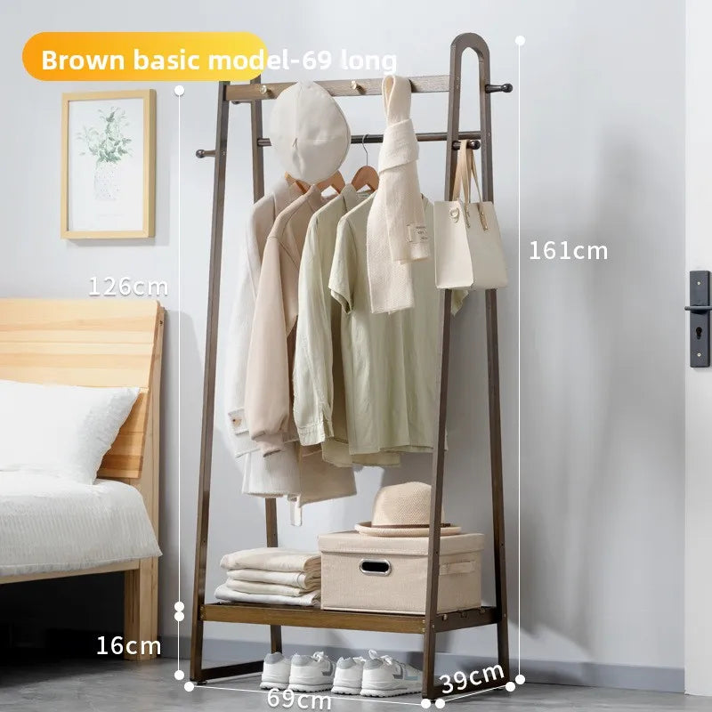 Hanging clothes shelves are placed at the end of the bedroom bed, and clothes artifacts are placed at night Oasis Select JC Walnut 69 Long