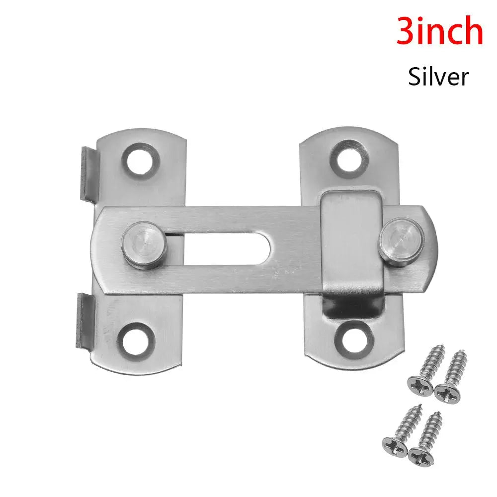 Stainless Steel Straight Lock Buckle Security Hasp Door Bolt Cabinet Catches Window Catch Lock Silent Gate Buckle Padlock Clasp Oasis Select 3inch-silver