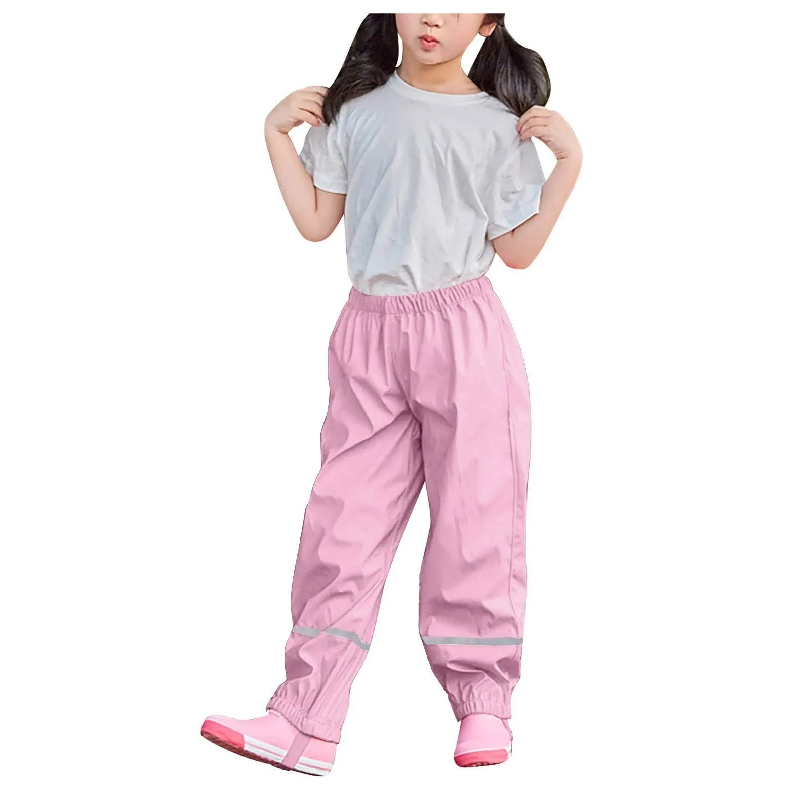 Children's Solid Color Loose Pencil Wind And Waterproof Mud Trousers Breathable Multi-function Casual Trouser For Boys And Girls Oasis Select Pink 122