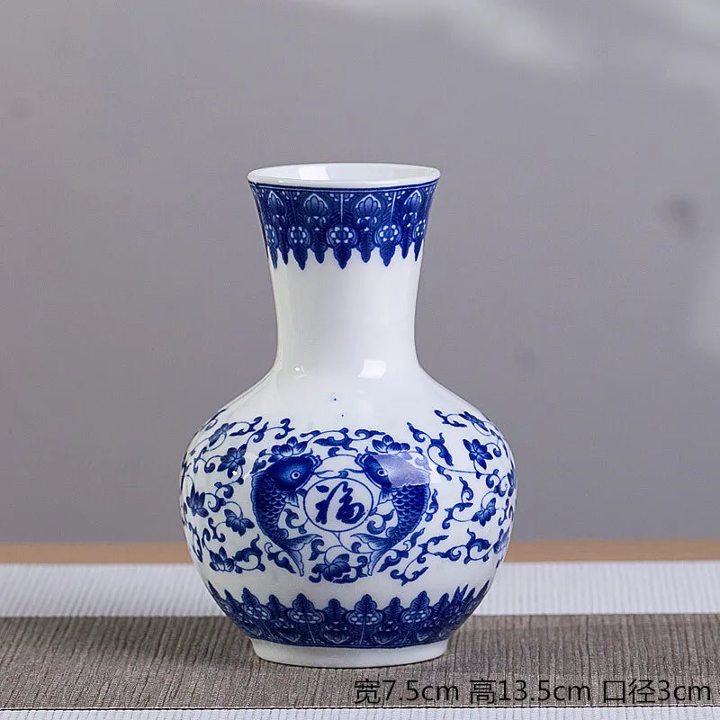 Chinese Table Antique Blue White Porcelain Vase Decoration Crafts