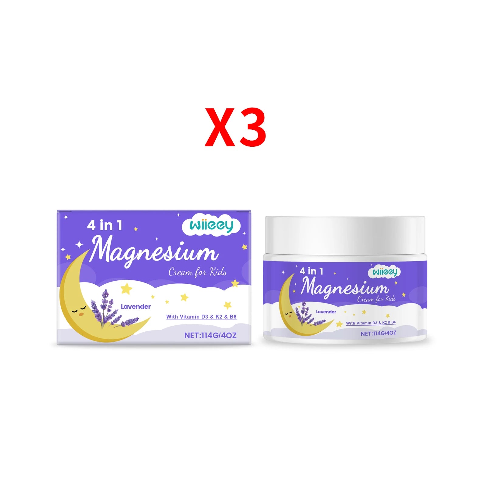 Kids Lavender Magnesium Body Cream – Soothing & Moisturizing Kids Body Cream Oasis Select 3pcs