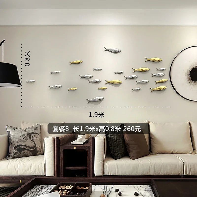 Living Room Wall Decoration TV Sofa Background Wall Pendant Decoration Relief Wall Decoration Fish Room Decor Oasis Select Package 5