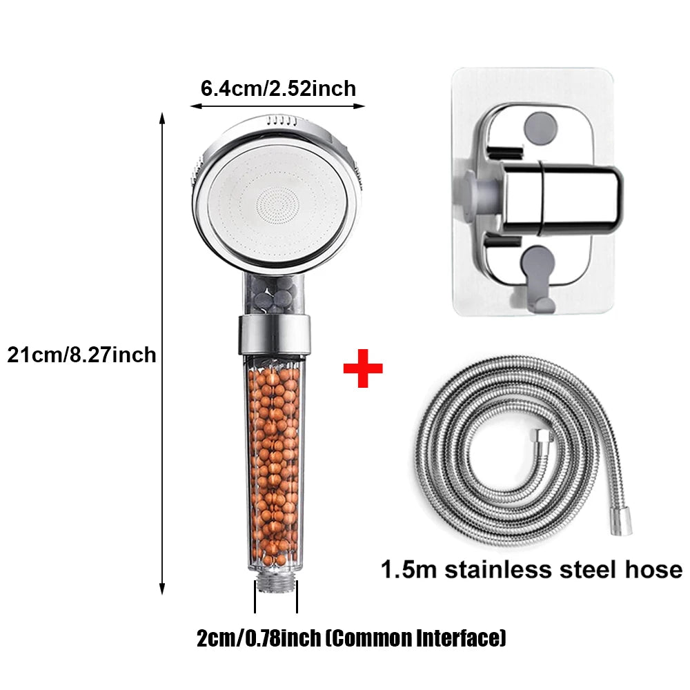 1pc Filtered Shower Head ABS High Pressure Water Saving Spray Handheld Clear Showerheads with With Filter Beads for Bathroom Oasis Select Small Shower Set