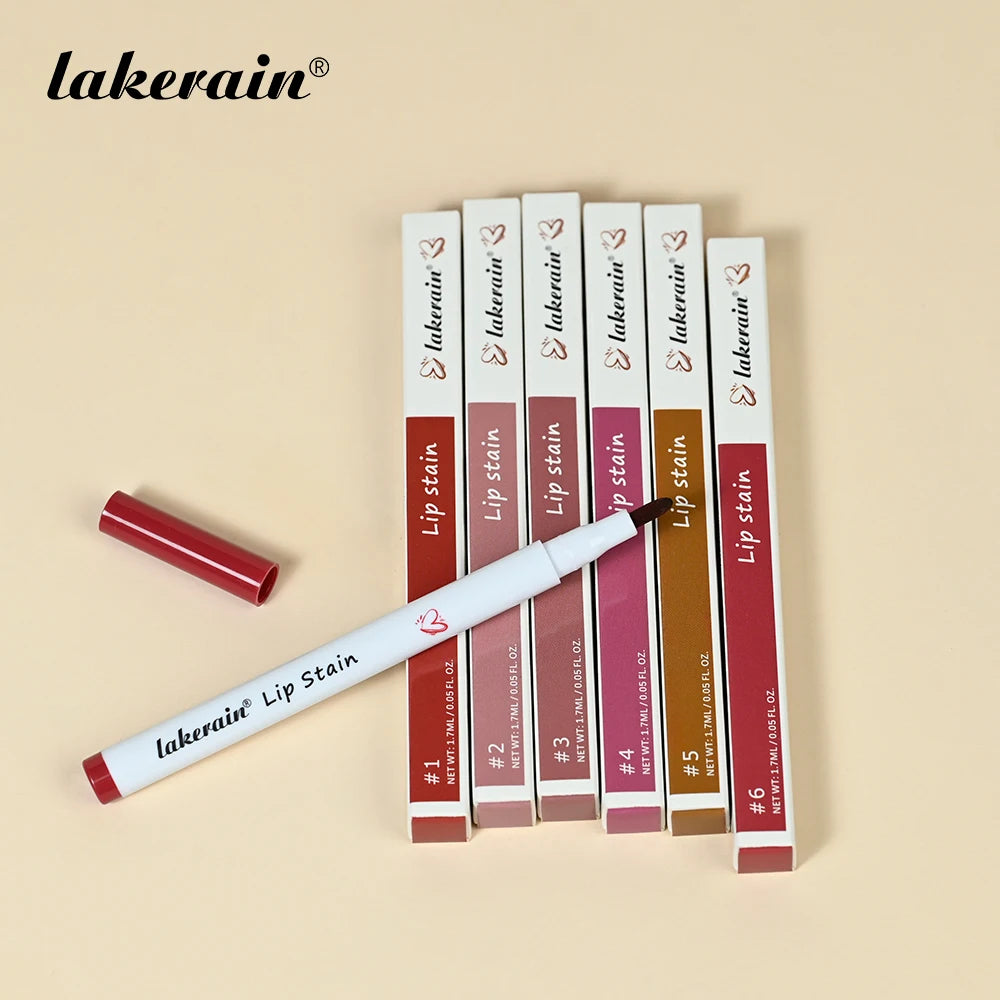 6Colors Lip Stain Pencil Liquid Lip Liner Waterproof Plumping Lip Tint Natural Matte Nude Brown Long Lasting Beauty Makeup Pen Oasis Select