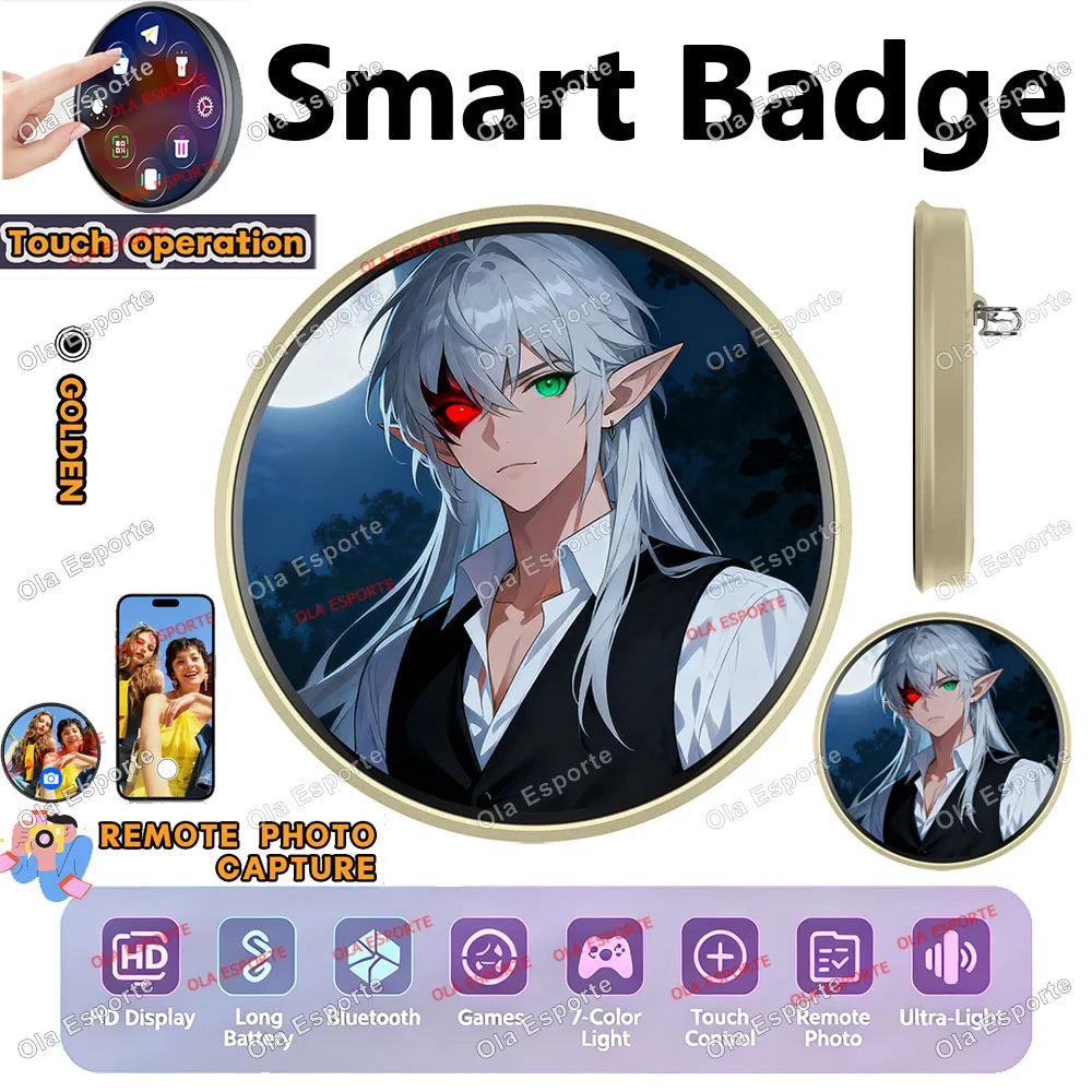 Anime Smart E-Badge | 1.85" LED Touch Screen Display Pin