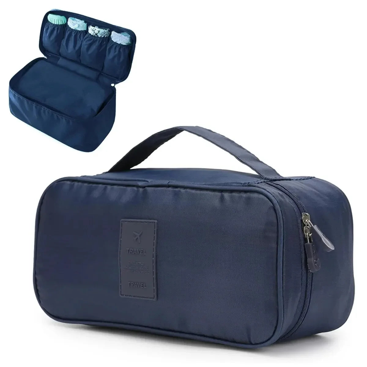 Portable Travel Storage Bag Multi-function Bra Underwear Organizer Bags Toiletry Cosmetic Case for Outdoor Travel Oasis Select Navy blue