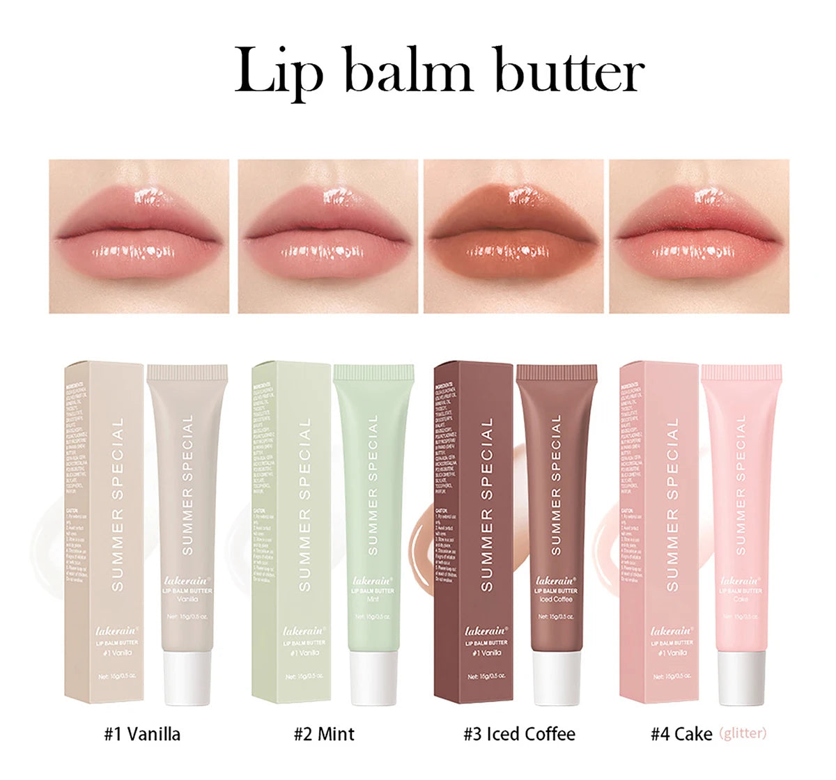 Moisturizing Lip Butter Balm 4 Counts/set Hydrating Lip Balm Plumping Lip Oil Lip Stick Glossy Lip Glaze Stick Plumping Lip Cosm Oasis Select