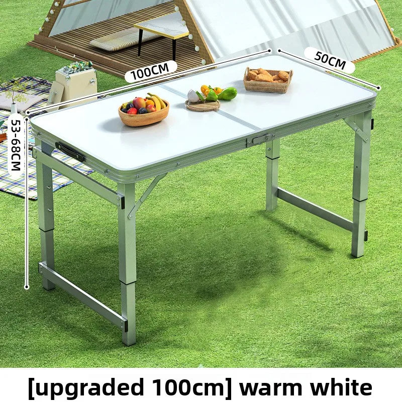 Folding table portable outdoor camping stall night market barbecue table aluminum alloy folding picnic table simple dining table Oasis Select White 100cm