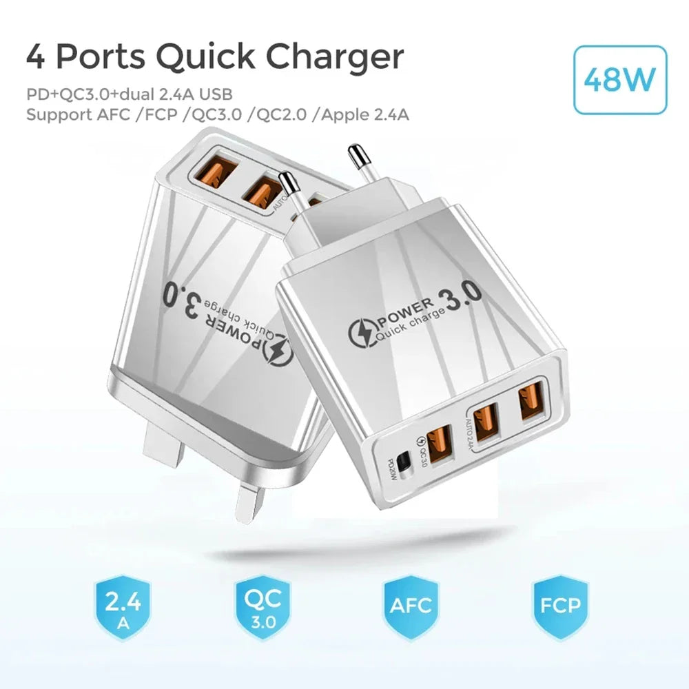 20W USB Charger QC 3.0 Type C PD Fast Charge For iPhone 12 13 Max Samsung S21 Huawei Xiaomi Mobile Phone EU/US Plug Wall Charger Oasis Select