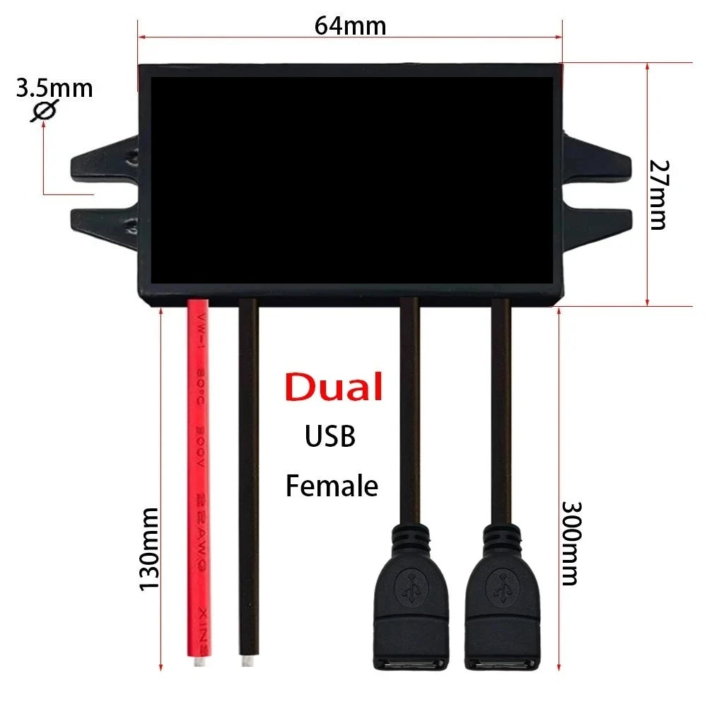 12V24V to 5V 3A 15W DC-DC Step Down Buck Converter Power Supply Module for Car Male Female USB Mini USB Micro USB Adapter Oasis Select USB-square-Double 12V24V 5V3A